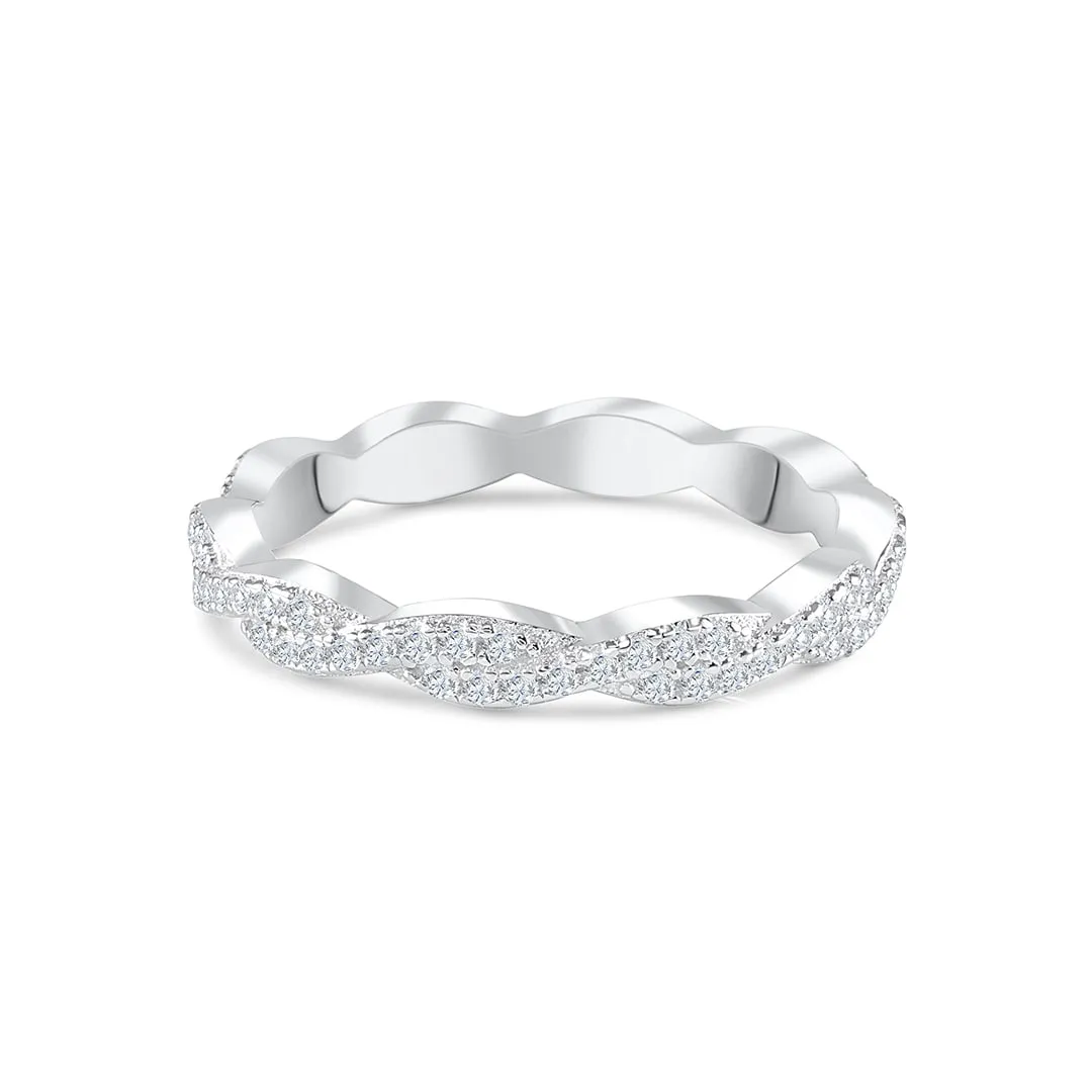 0.34 TCW Round Twisted Style Moissanite Wedding Band