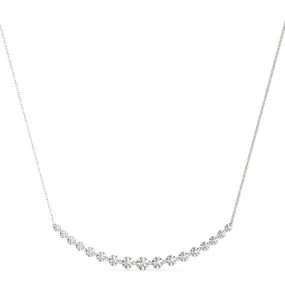 1 Carat Tw Diamond Smiley Bar Necklace In 14K White Gold