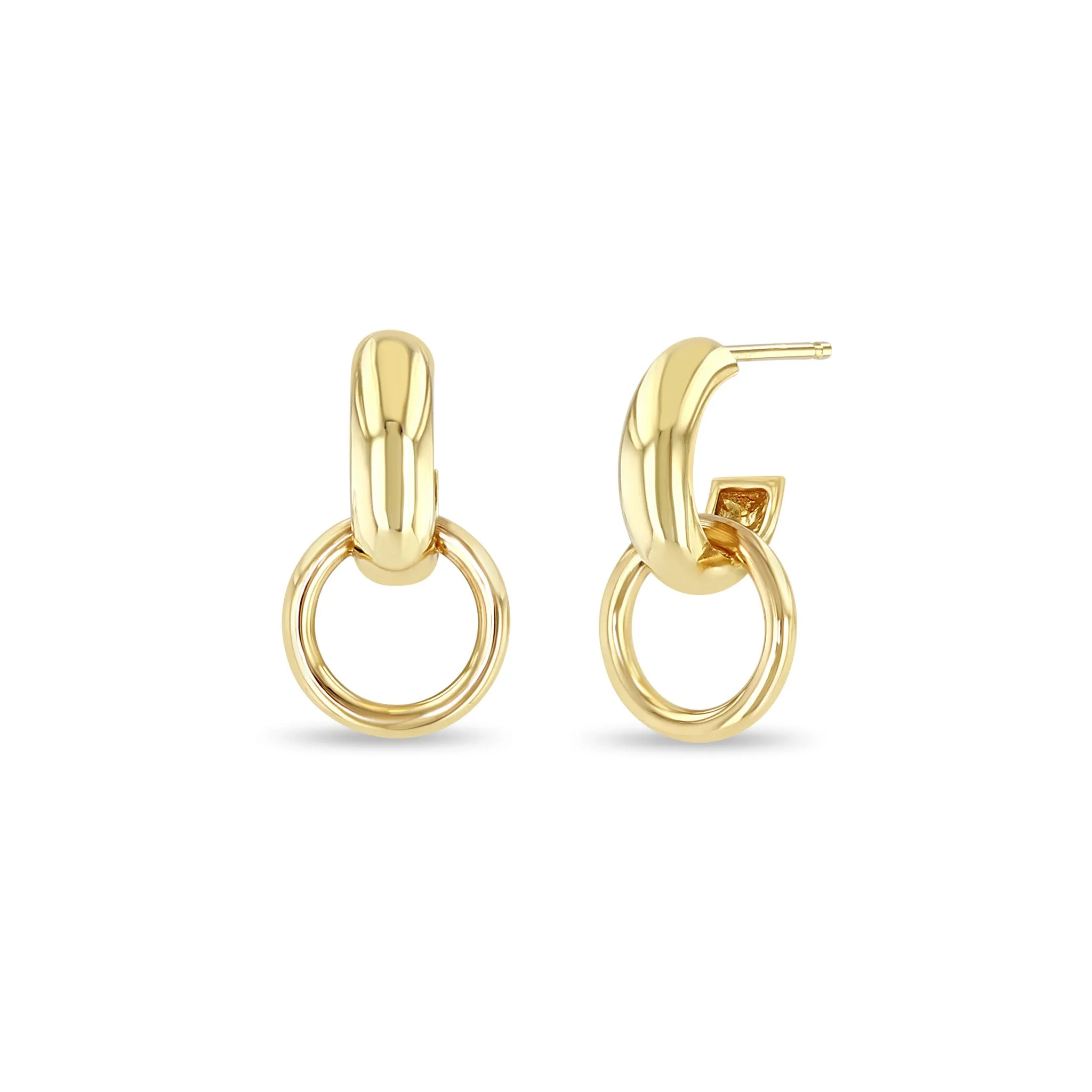 14k Chubby Door Knocker Huggie Hoops