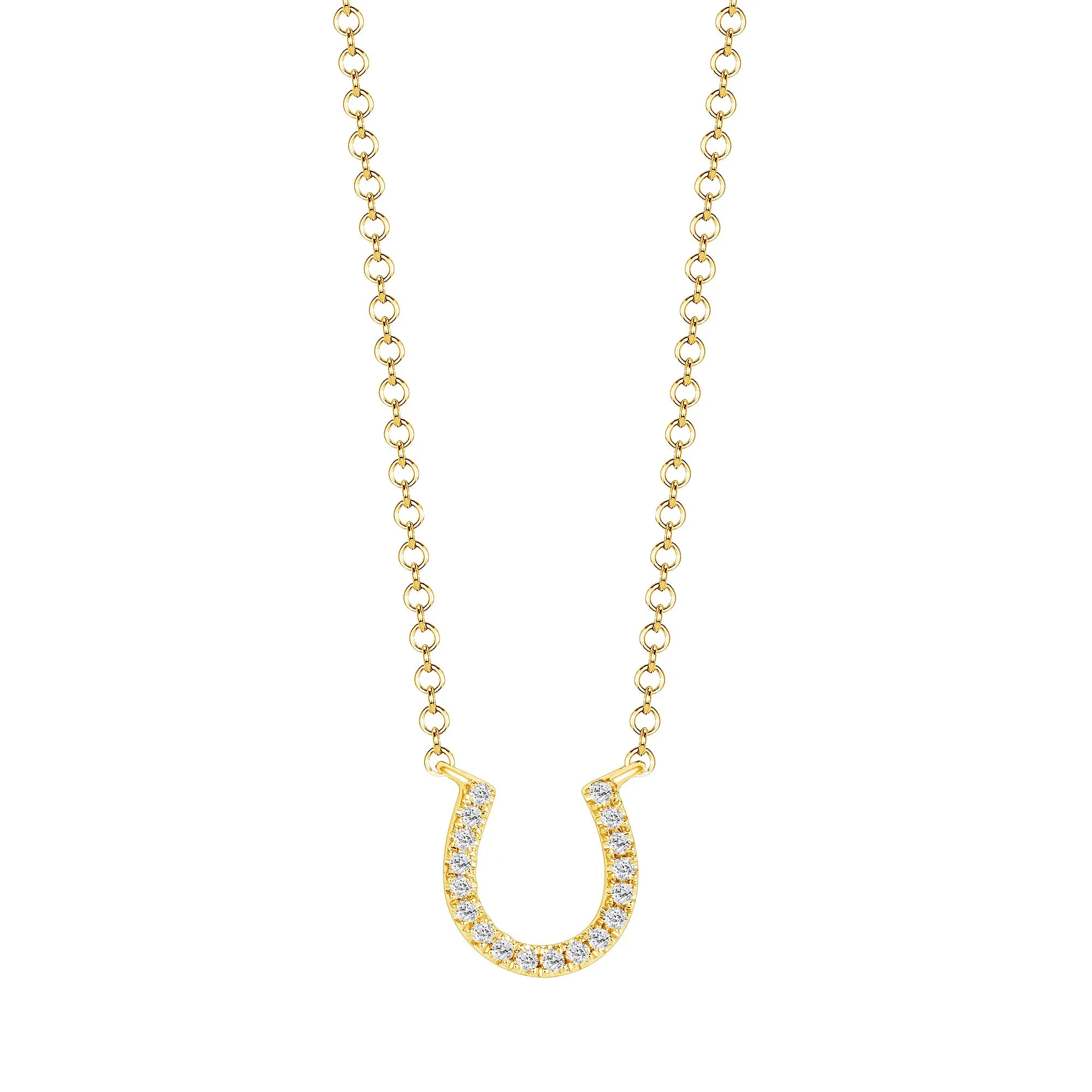 14k Gold Diamond Horseshoe Pendant Necklace