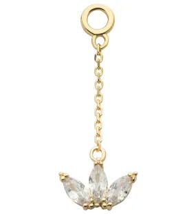 14kt Gold Empress Clear CZ Dangle Chain Charm