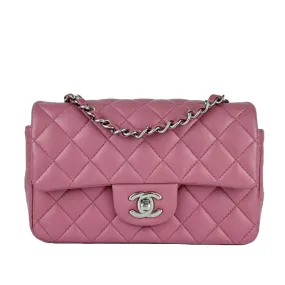 A69900 Pink Mini Classic Rectangular Flap Bag in SHW