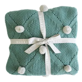 Alimrose Organic Pom Pom Blanket Sage & Grey