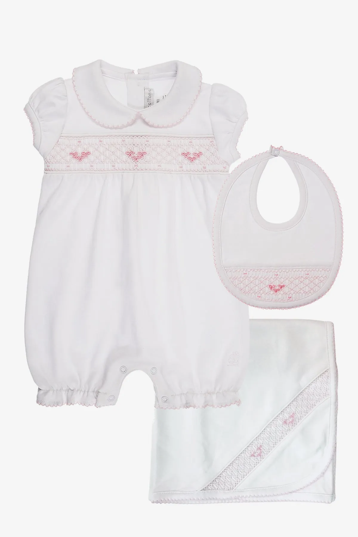 Babycottons 3-piece Smock Baby Set - Pink