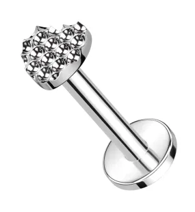 Beaded Heart Internally Threaded Titanium Labret