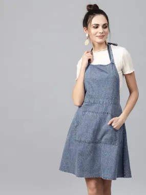 Blue Denim Acid Wash Apron Dress