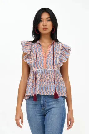 Blue Sierra Flirty Tie Short Sleeve Top