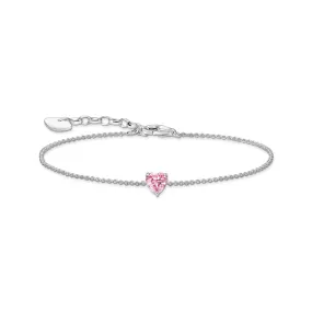 Bracelet with pink heart-shaped pendant