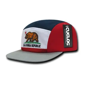 California Republic Five Panel Racer Cap in Red Navy