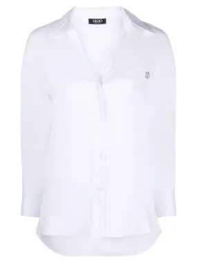 Camicia Bianca Over Fit Liu Jo in Popeline di Cotone Stretch