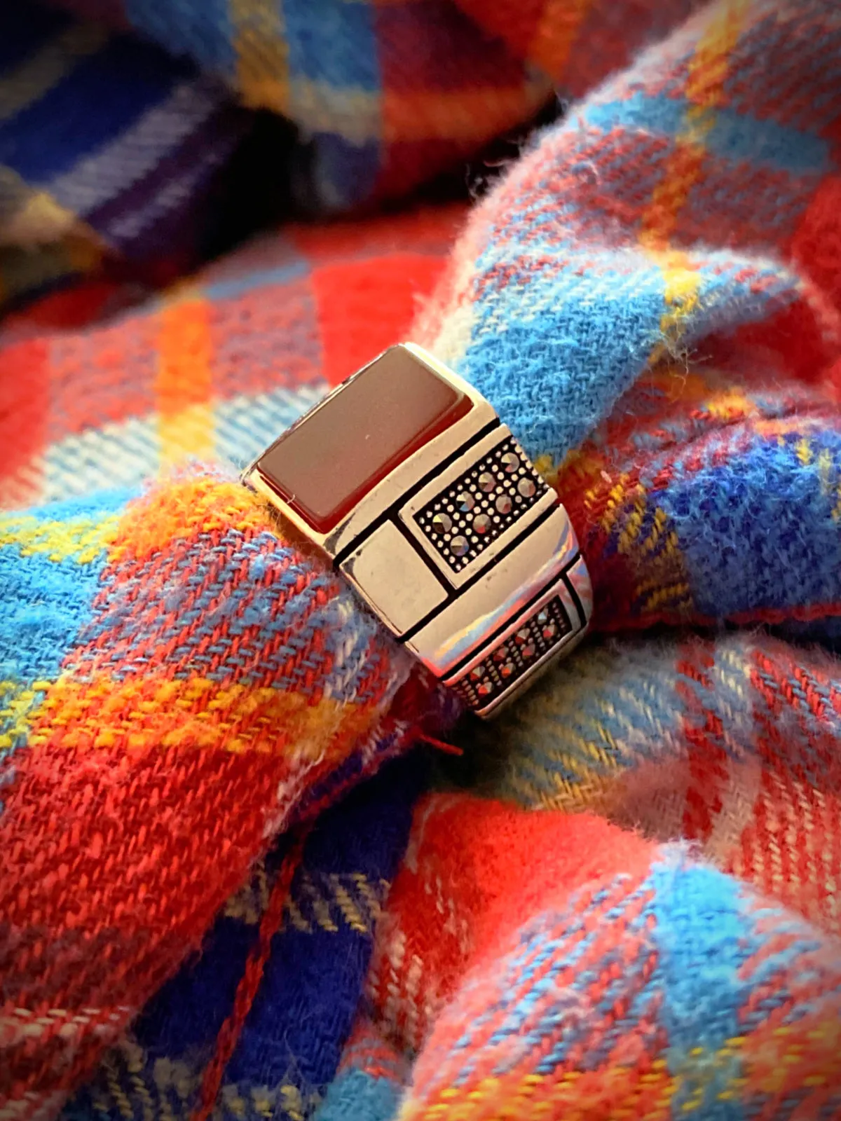 Carnelian & Marcasite Signet Ring