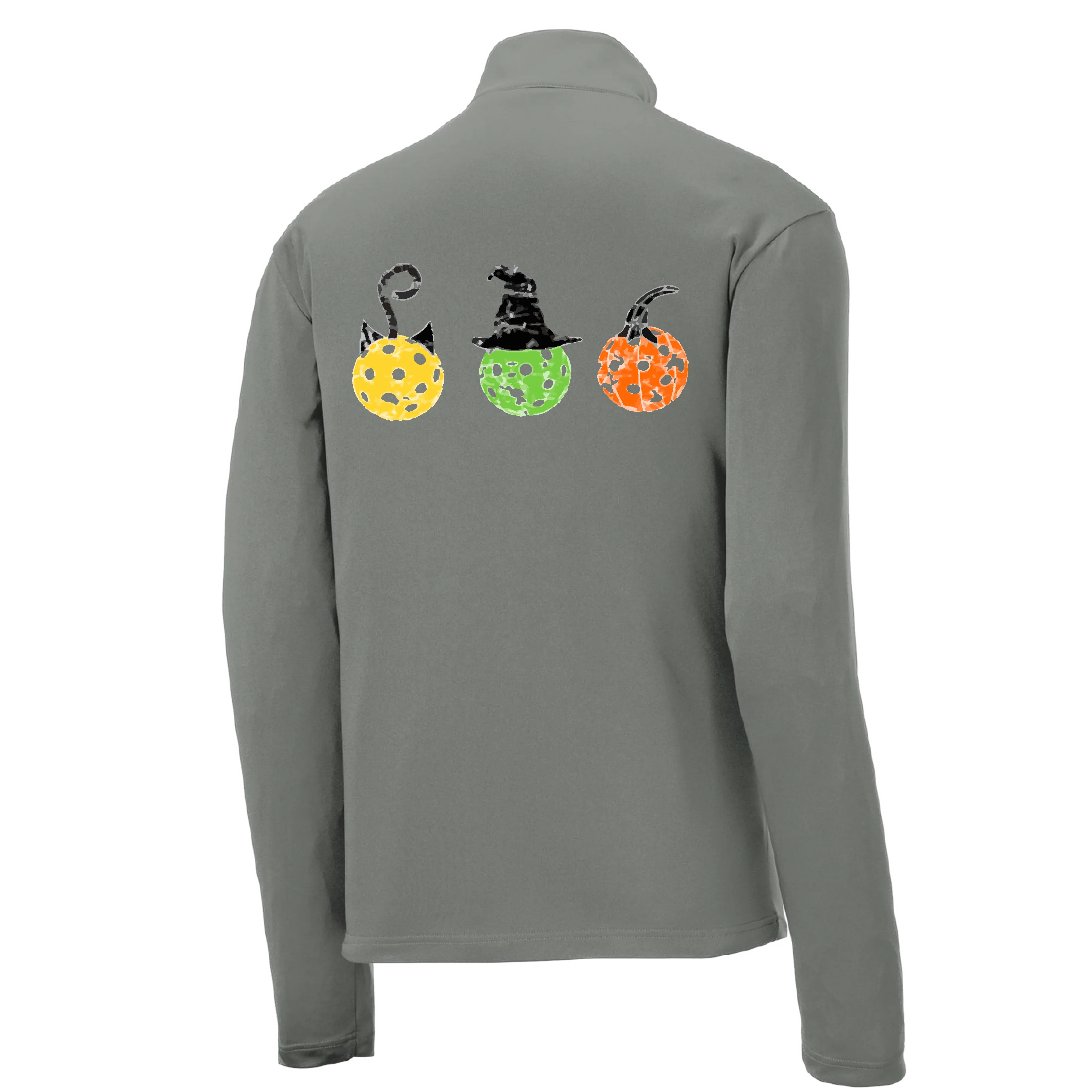 Cat Witch Pumpkin | Men's 1/4 Zip Long Sleeve Pullover Athletic Shirt | 100% Polyester