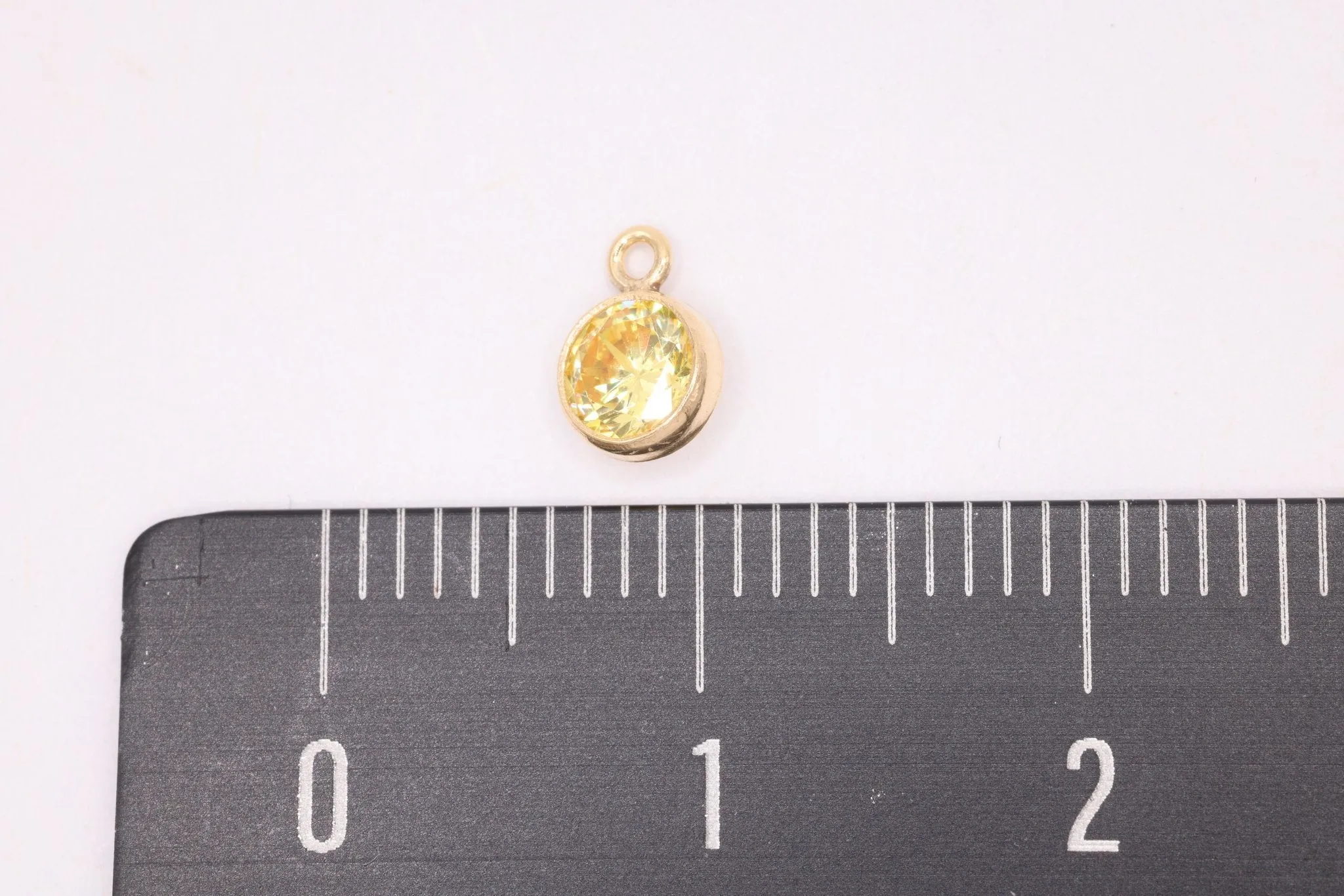 Citrine Birthstone CZ Gold-Filled Wholesale Drop Charm, November Birthstone, Horizontal Bail