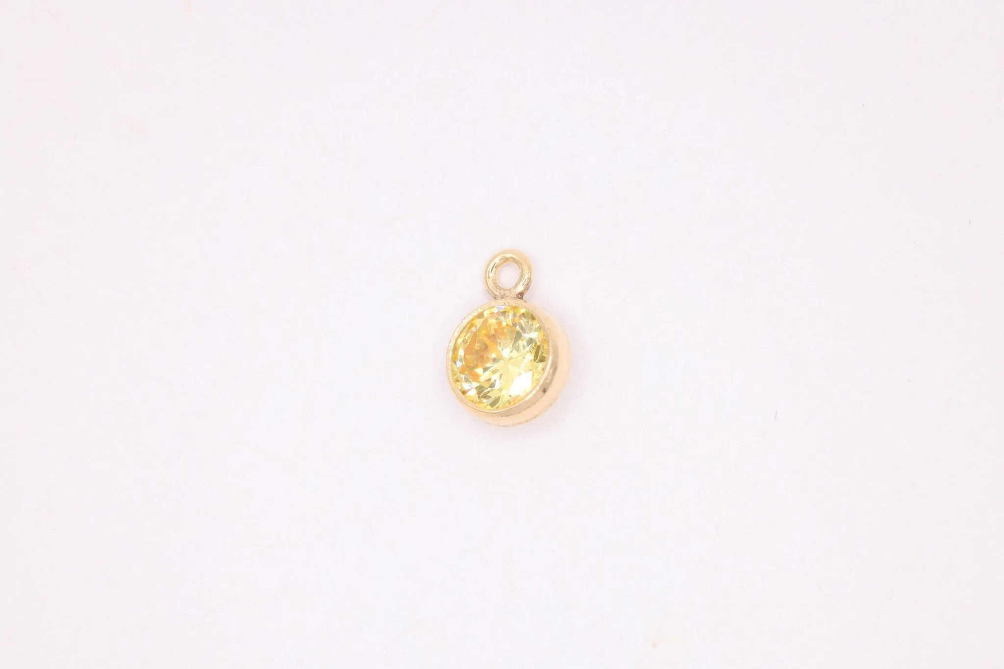 Citrine Birthstone CZ Gold-Filled Wholesale Drop Charm, November Birthstone, Horizontal Bail