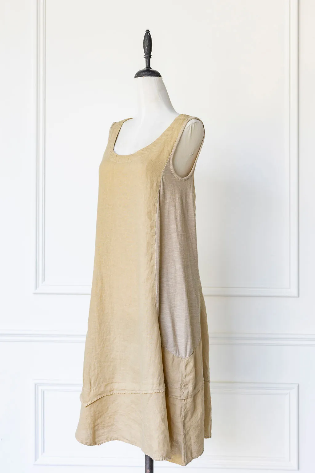 Cut Loose - Linen Asym Tunic Dress - Cashew