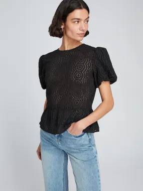 Dorothea Broderie Top in Black