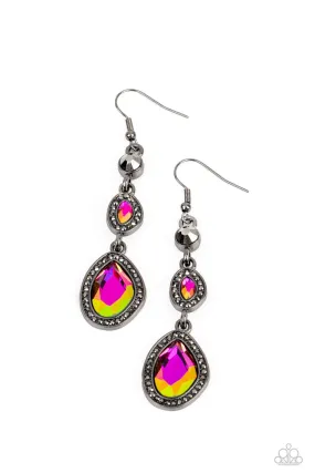 Dripping Self-Confidence Multi Oil Spill Rhinestone Earrings - Paparazzi Accessories