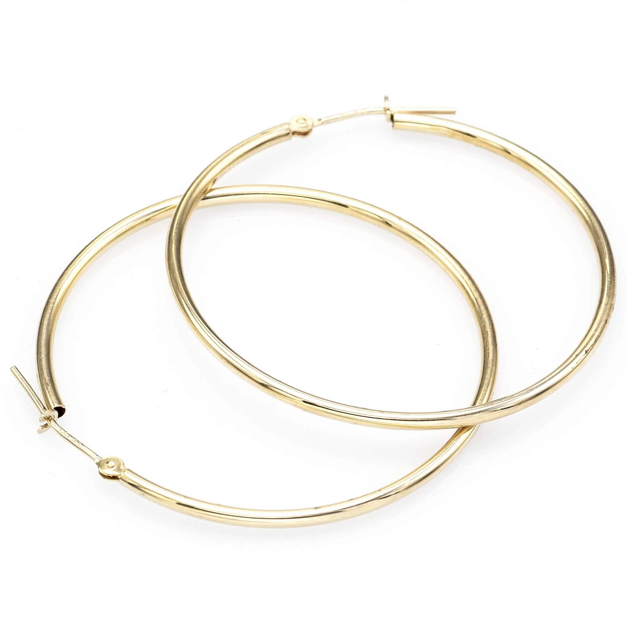 Estate 14K Yellow Gold 1.5 mm Hoop Earrings 37.0 x 36.5 mm