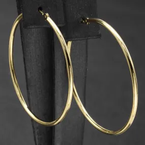 Estate 14K Yellow Gold 1.5 mm Hoop Earrings 37.0 x 36.5 mm