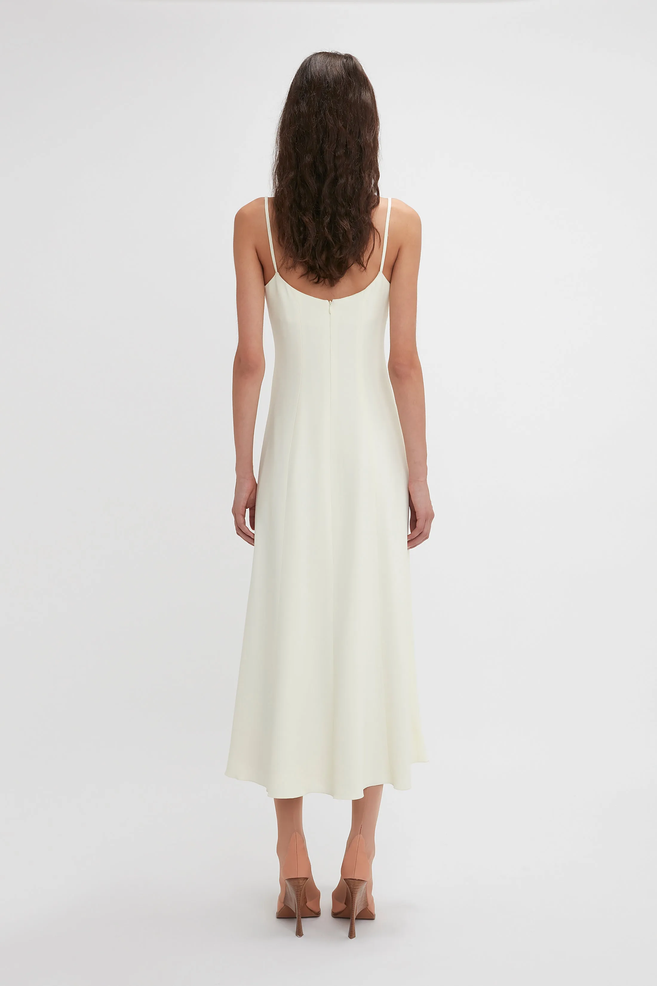 Exclusive Panelled Midi Cami Dress In Vanilla