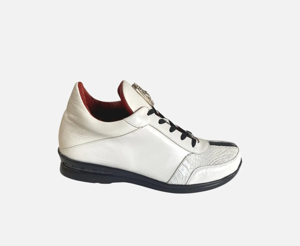 Fennix Italian Sneaker with White Alligator Trim - Modern Elegance Crafted in Italy