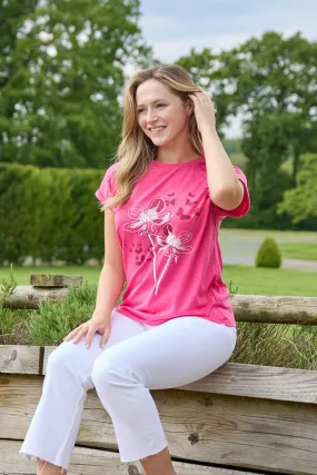 Floral And Butterfly Puff Top