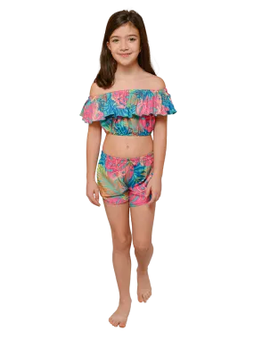 Flounced top and short set for girls