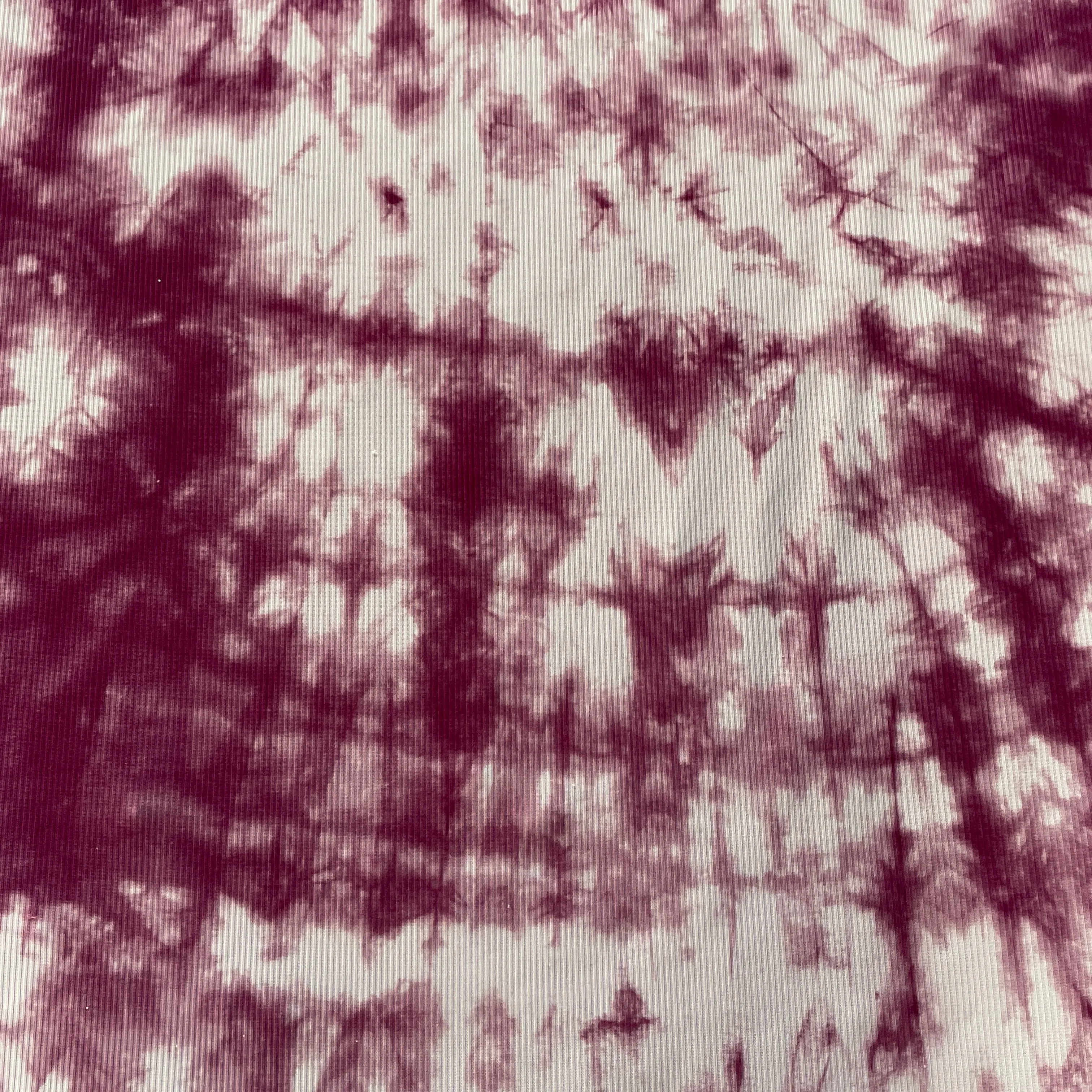 FS890 Tie Dye Rib Stretch Knit Fabric Purple