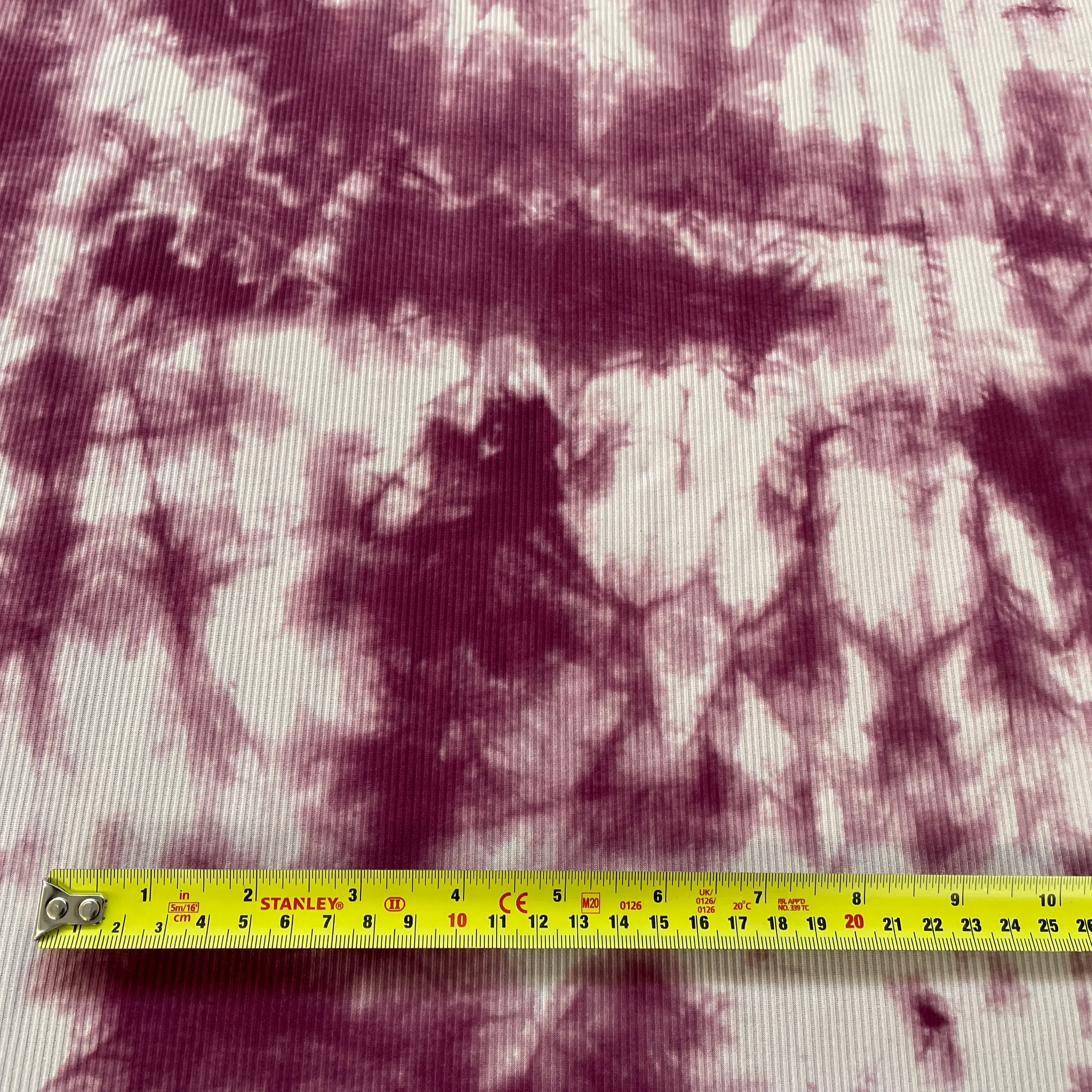 FS890 Tie Dye Rib Stretch Knit Fabric Purple