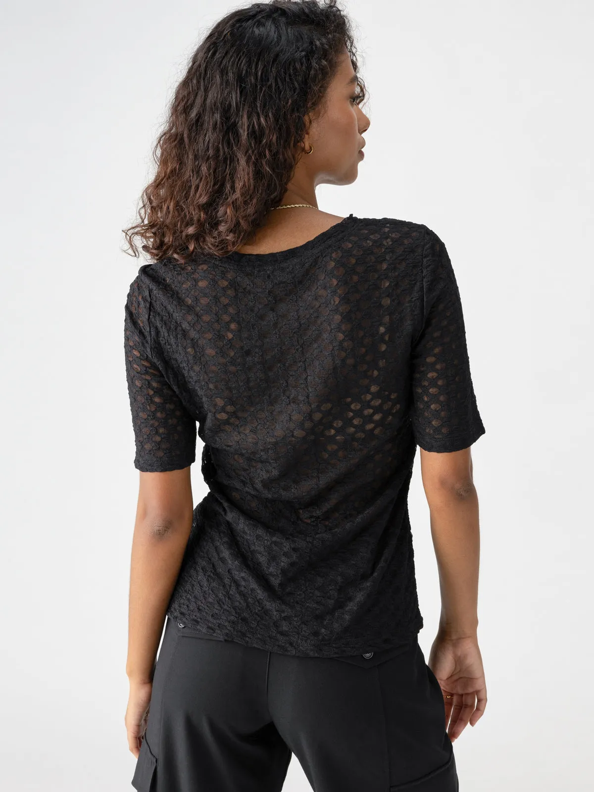 Geo Mesh Tee Black