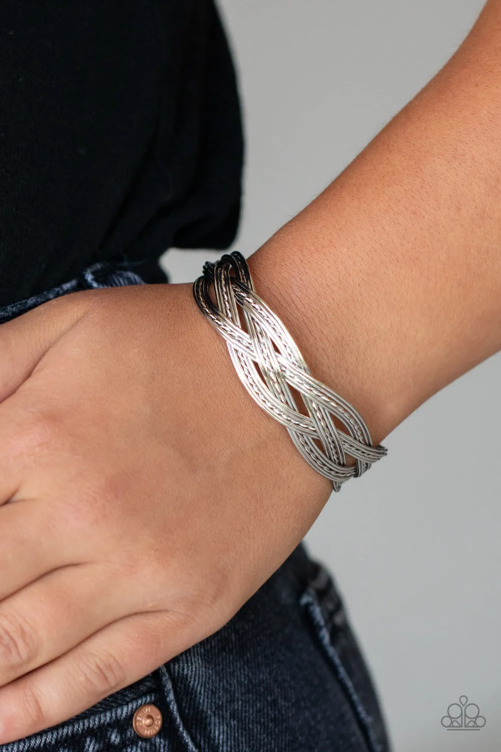 Get Your Wires Crossed - Silver Bracelet