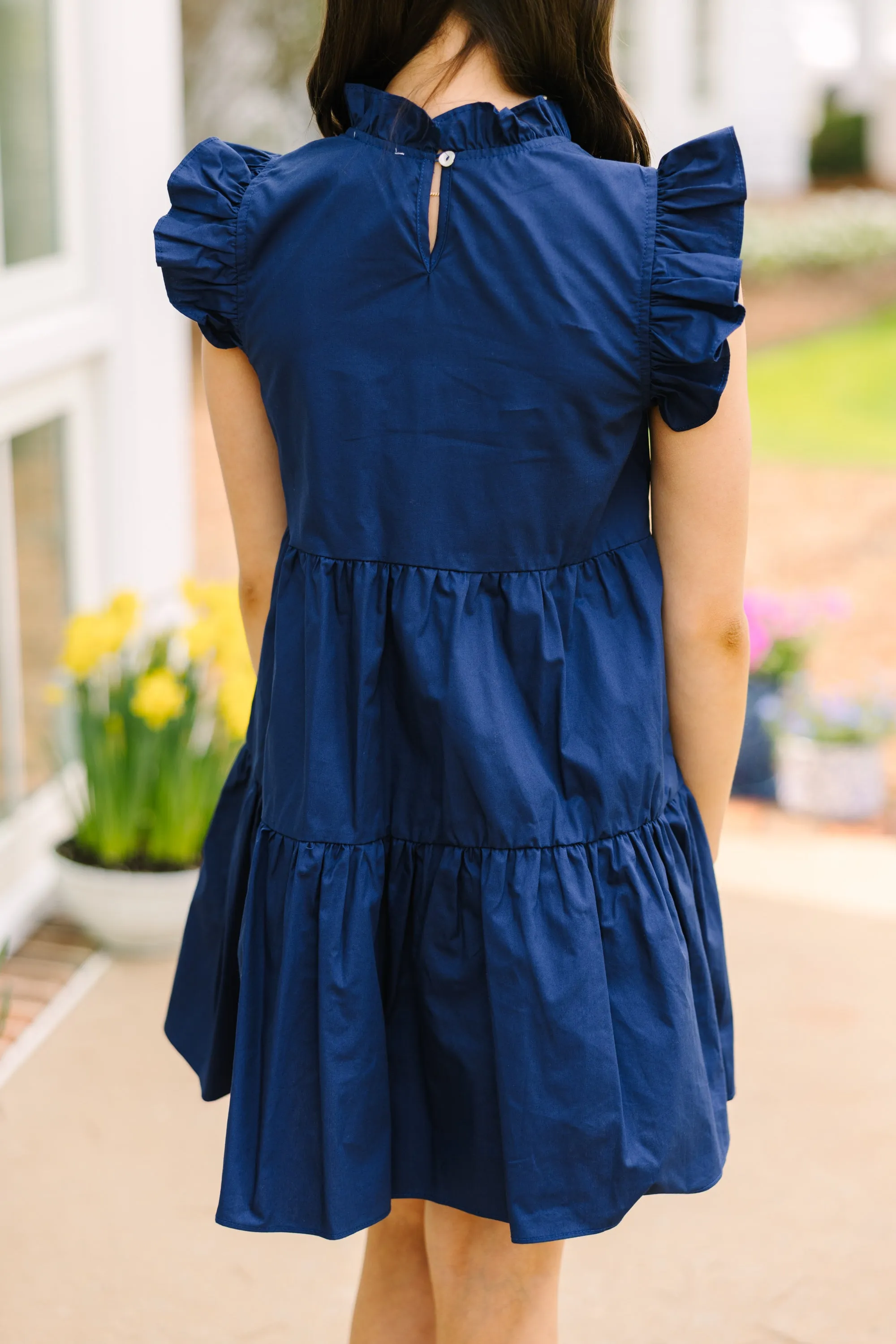 Girls: What Dreams Are Made Of Navy Blue Ruffled Dress