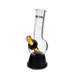 GLASS BONG W CHAMBER - WATERFALL 16CM H 4MM THICK 28MM D RUBBER BASE