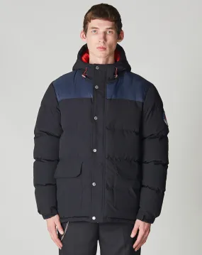 HORRU COLOUR BLOCK MOUNTAIN MENS PUFFER JACKET | BLACK