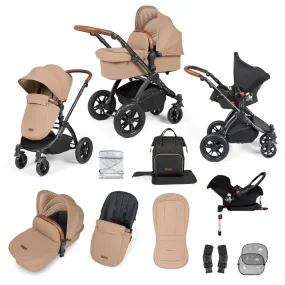 Ickle Bubba Stomp Luxe All-in-One Travel System with Isofix Base (Galaxy) - Black / Desert / Tan