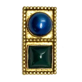 Isabel Canovas Vintage 80's Circle Square Gold Brooch Pin