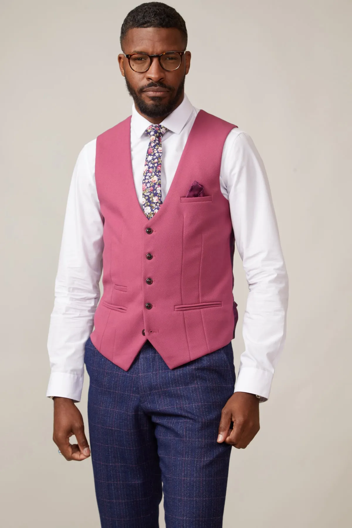 KELVIN - Berry Single Breasted Waistcoat