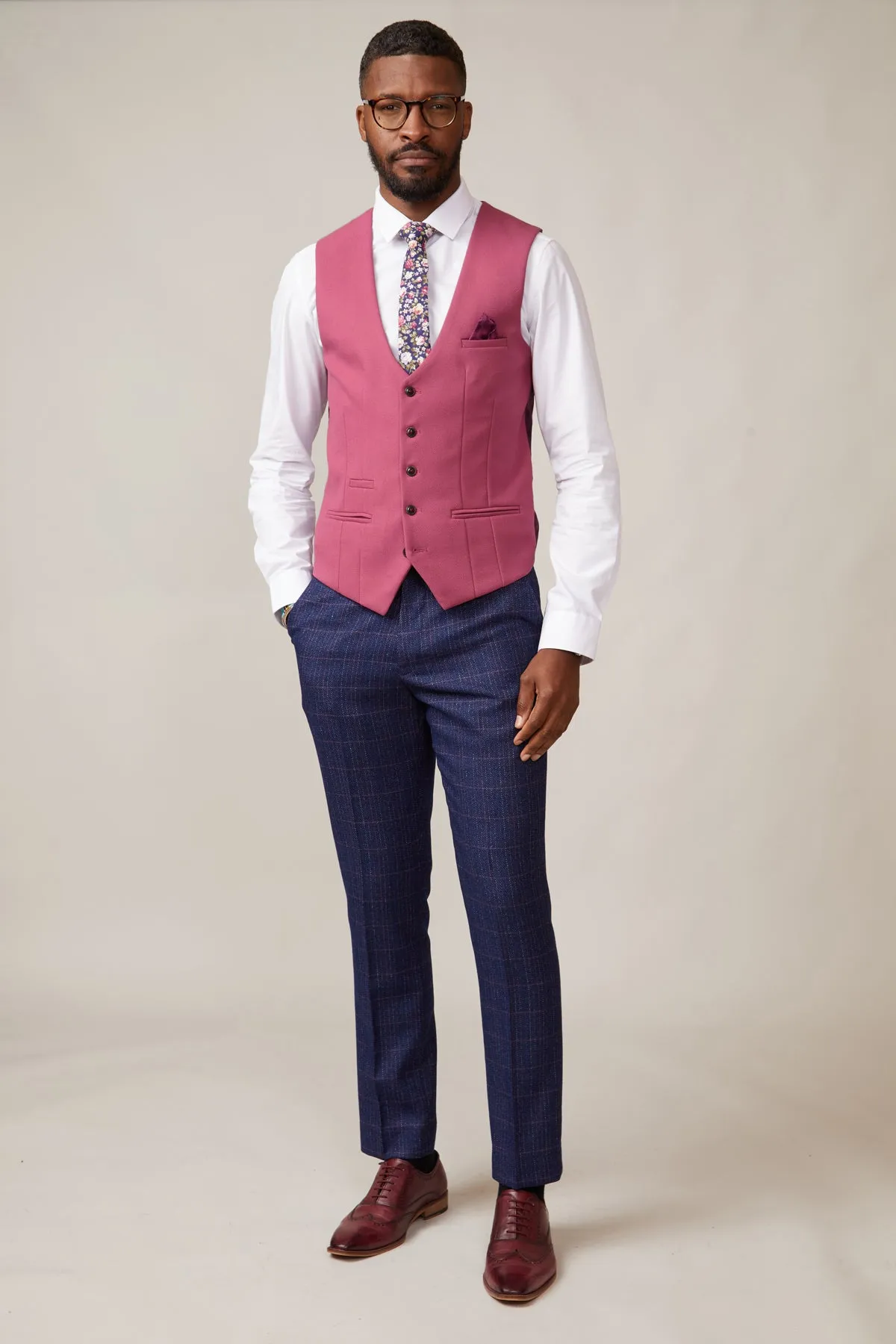 KELVIN - Berry Single Breasted Waistcoat