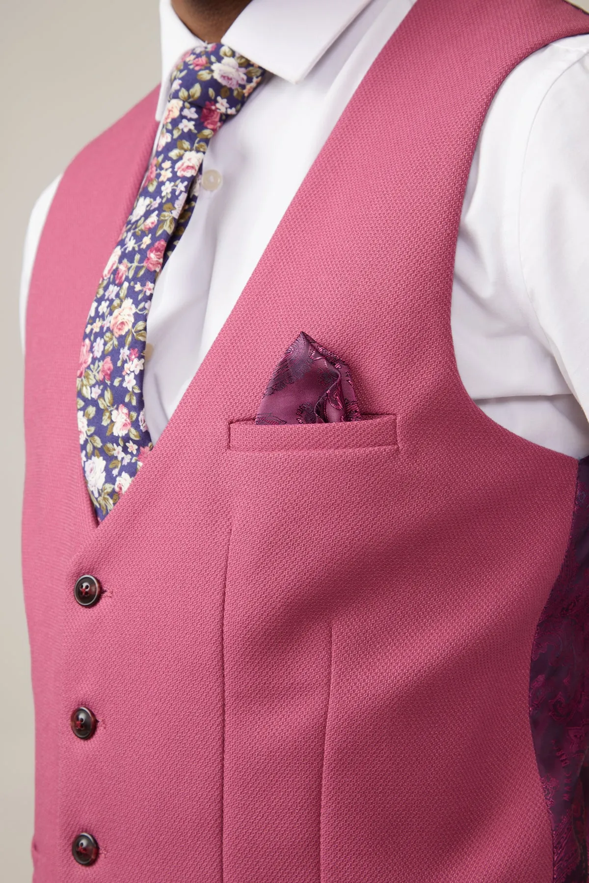 KELVIN - Berry Single Breasted Waistcoat