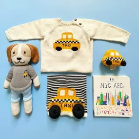 Knit Taxi Baby Romper and Taxi Toys Baby Gift Set