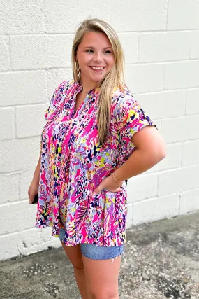 Lively Love Floral Top, Pink Multi