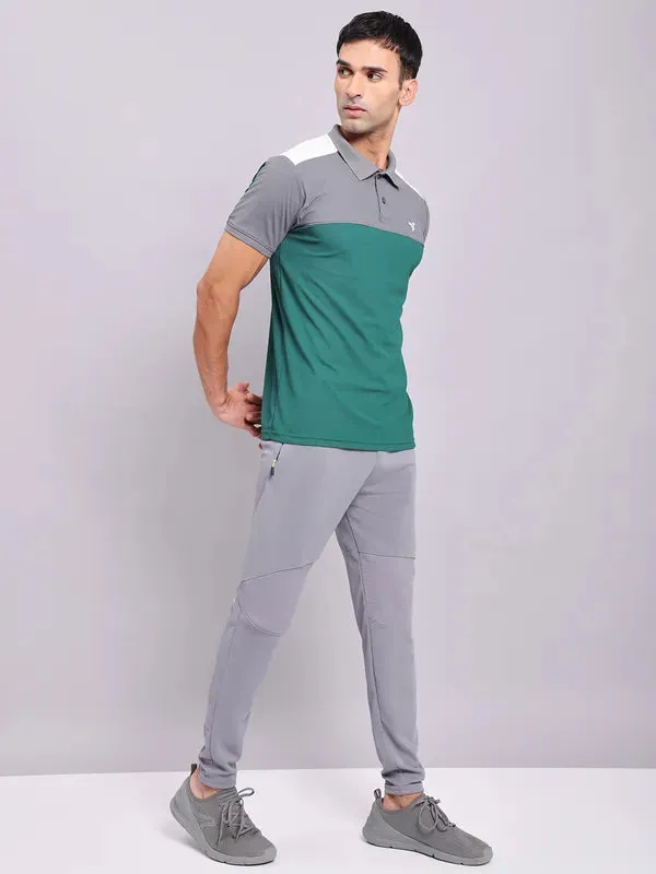 Men Colorblock Slim Fit Polo T-shirt with MATPIQ