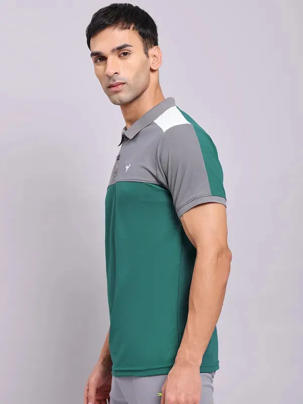 Men Colorblock Slim Fit Polo T-shirt with MATPIQ