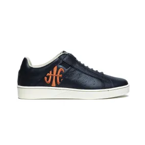 Men's Icon Black Orange Logo Leather Sneakers 01913-992