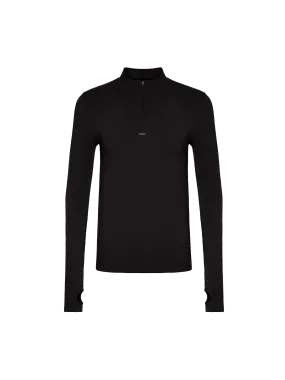 Men's Plant-Stretch Long Sleeve Half-Zip Top—black