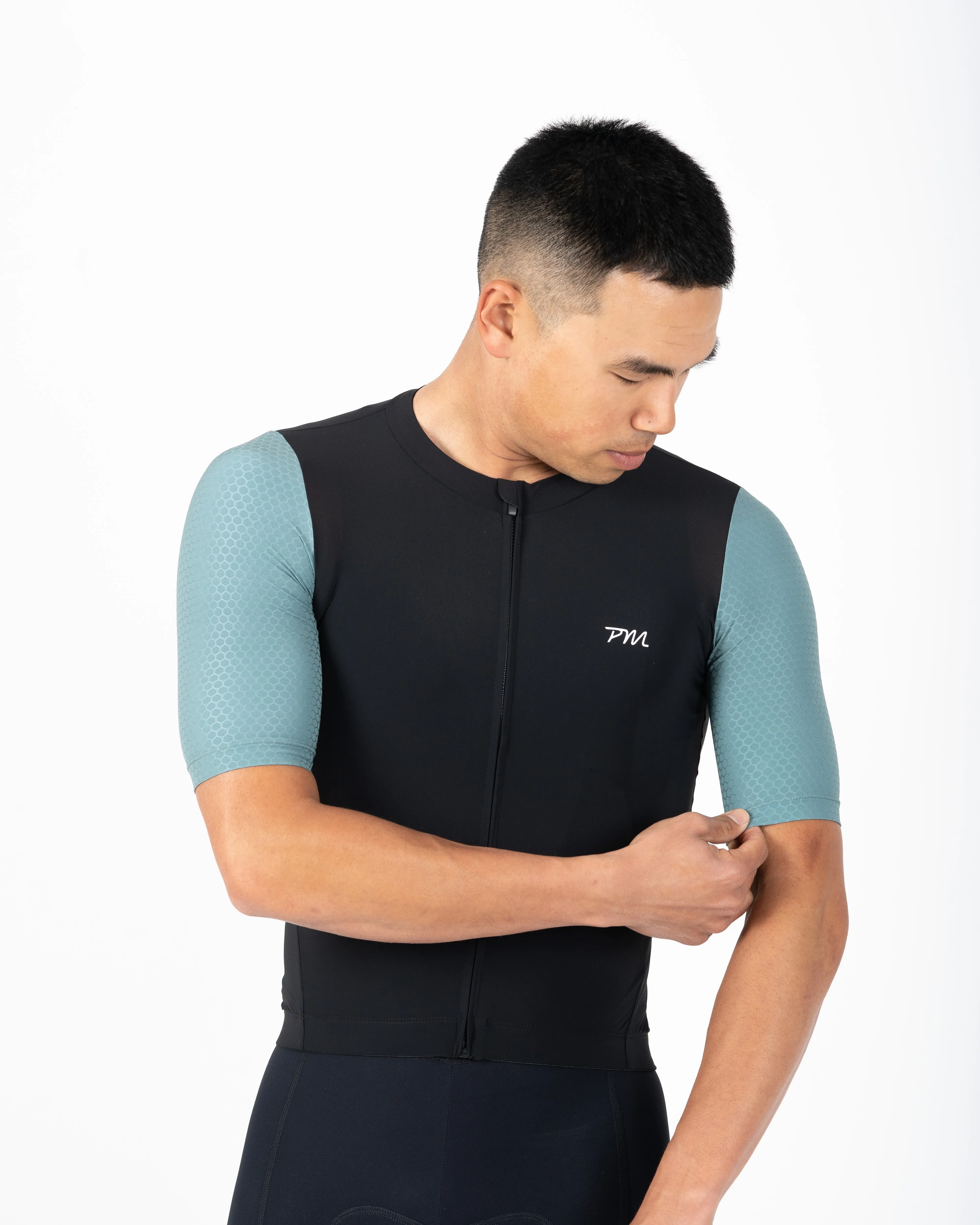 Mens Pro Jersey - Black Grey Turquoise