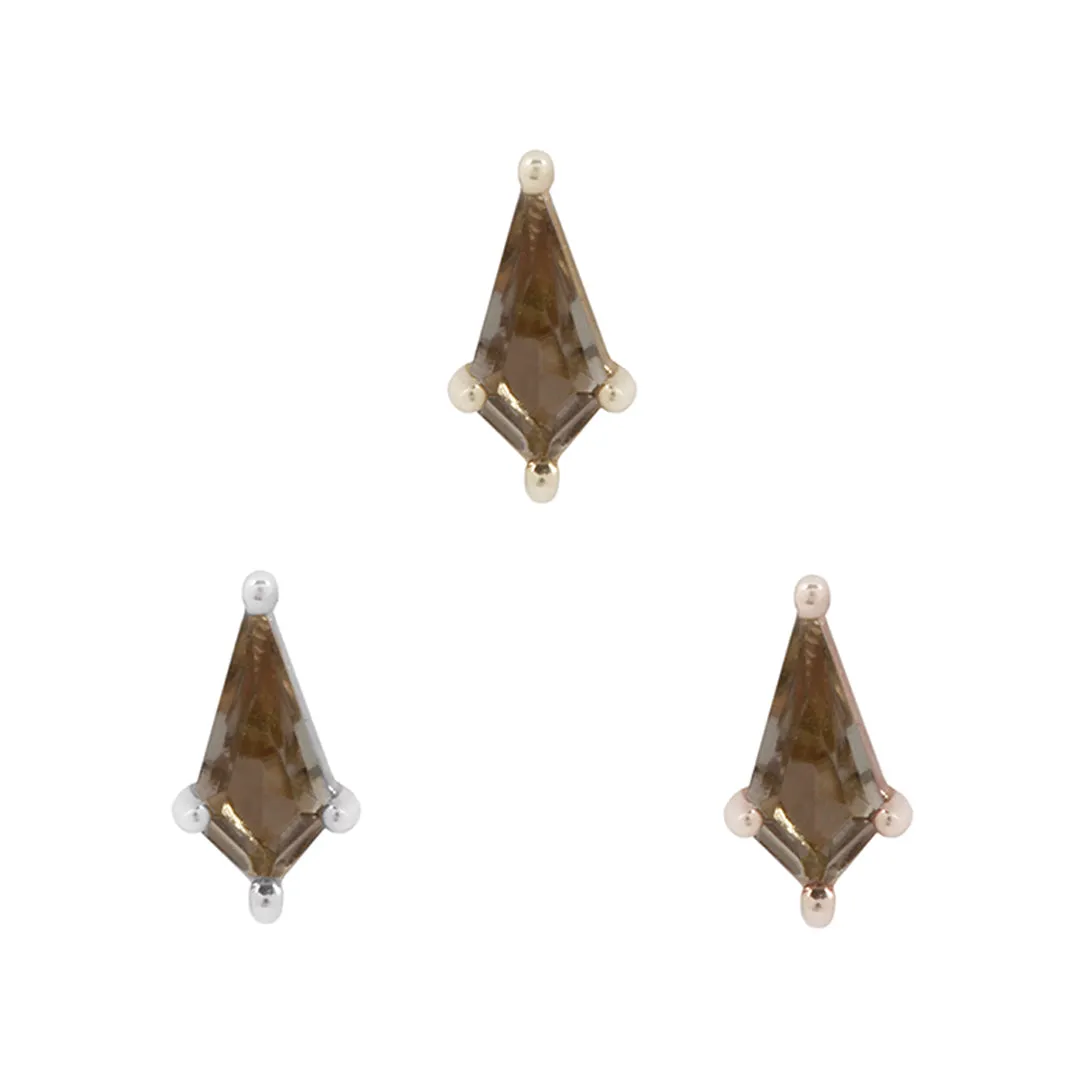 Mini Soho - Kite Cut Smoky Quartz - Threadless End