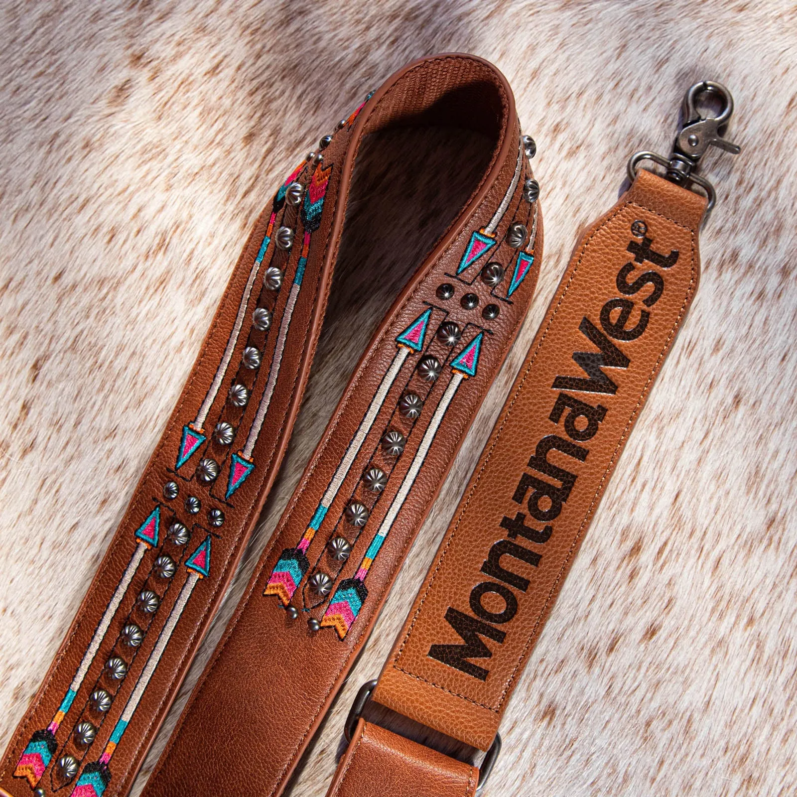 Montana West Western Brown Embroidered Arrow Crossbody Strap