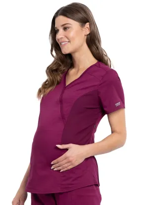 NDC WW Revolution  Maternity Mock Wrap Scrub Top Wine NDC-WW688WIN