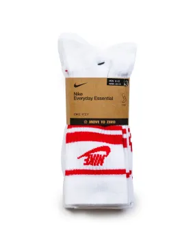 Nike Sportswear Everyday Essential Crew Socks White/University Red (3 Pack)